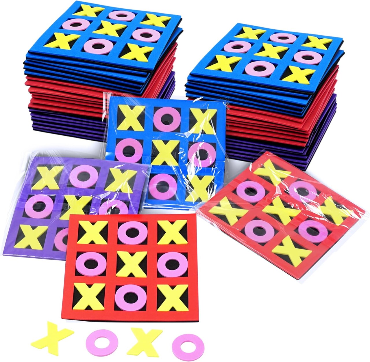 4E's Novelty 48 Pack Tic Tac Toe Game Bulk - Valentines Gifts for Kids, Classroom Exchange Toys